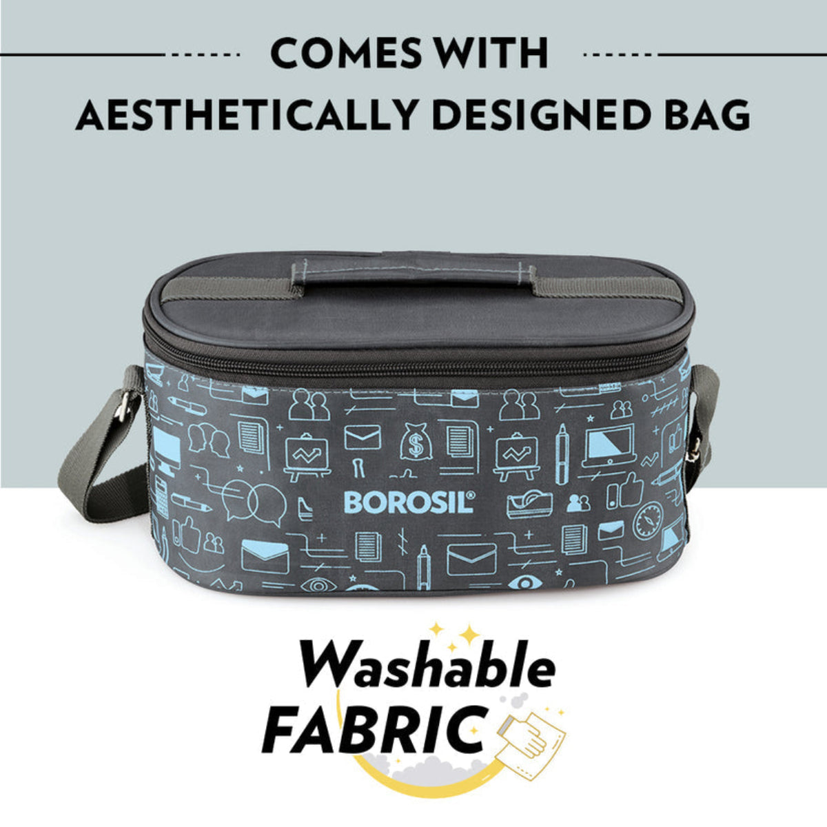 Borosil Carryfresh SS Insulated Lunchbox, Set of 4, (280ml x 2) + (180ml x 2)