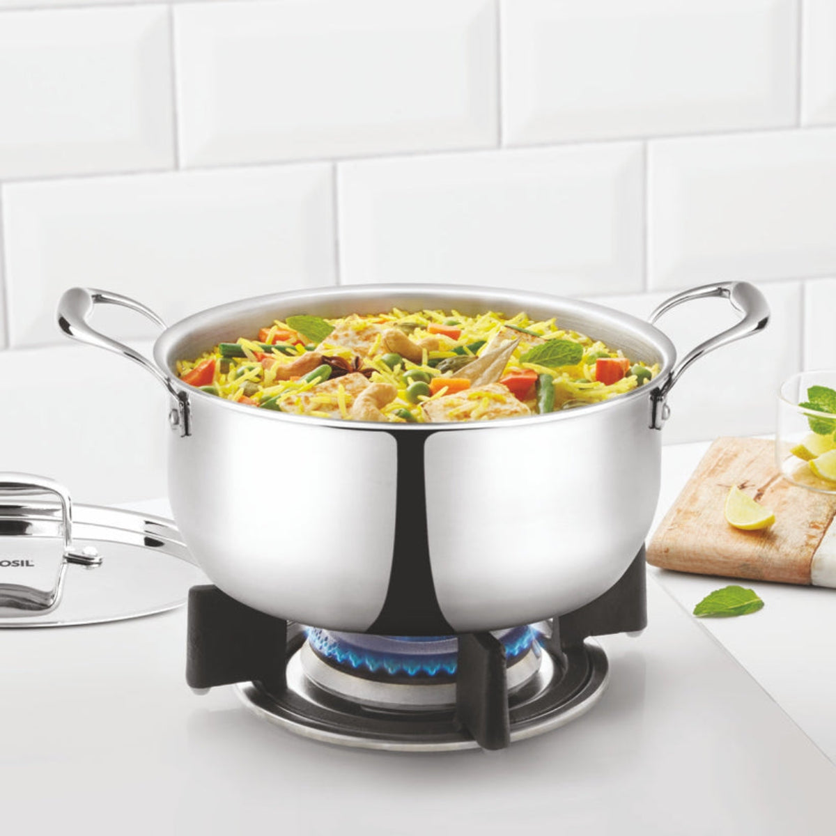 Borosil Cookfresh Triply Casserole (Steel Handle + Lid) 2.1L | 2.8 L | 3.6 L | 4.6 L