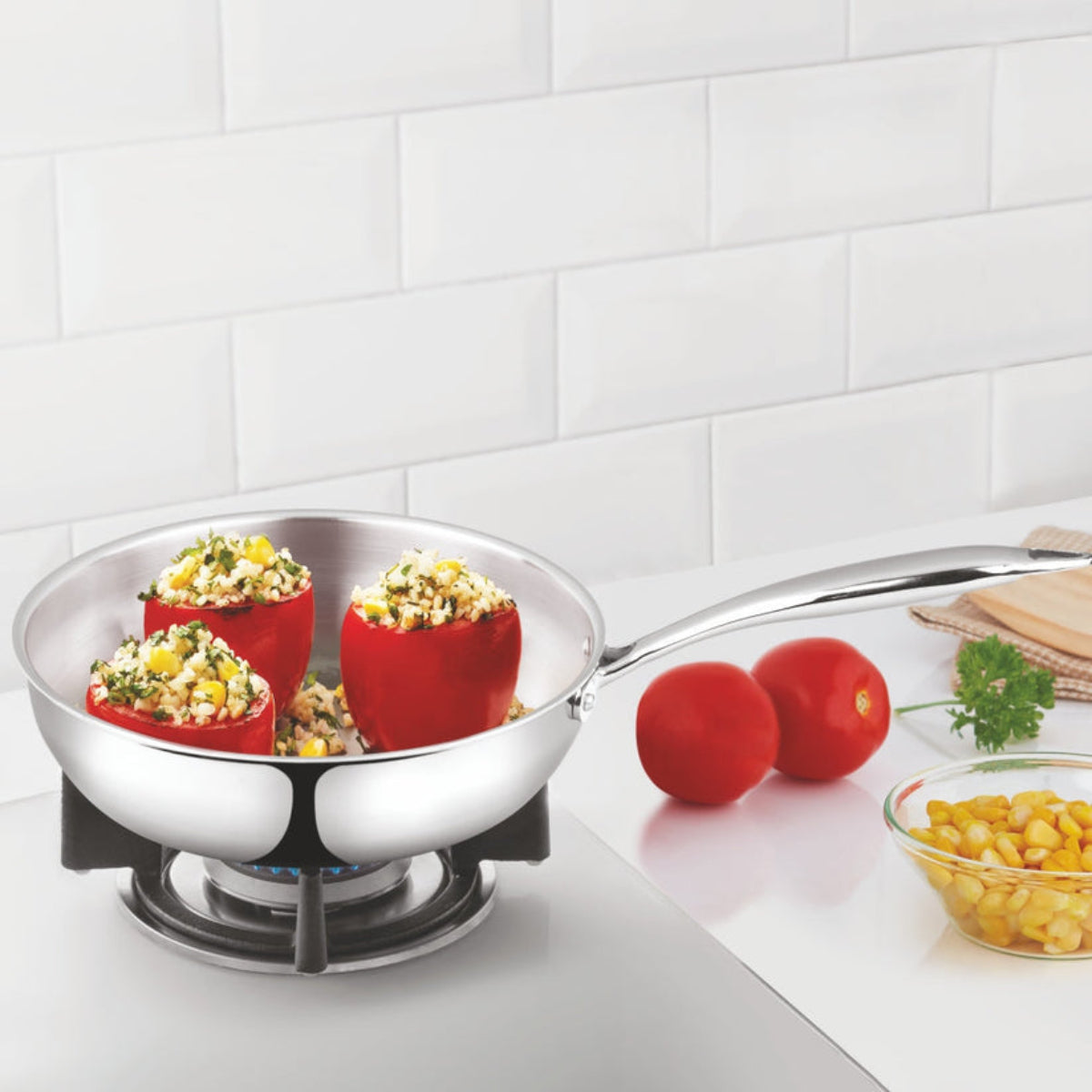 Borosil Cookfresh Triply Frying Pan (Steel Handle) 1.3L | 1.75L | 2.3L