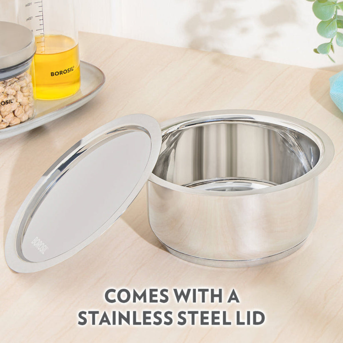 Borosil Cookfresh Impact Bonded Tri-Ply Bottom Tope With Lid | 1 L | 1.5 L  |  3.5 L