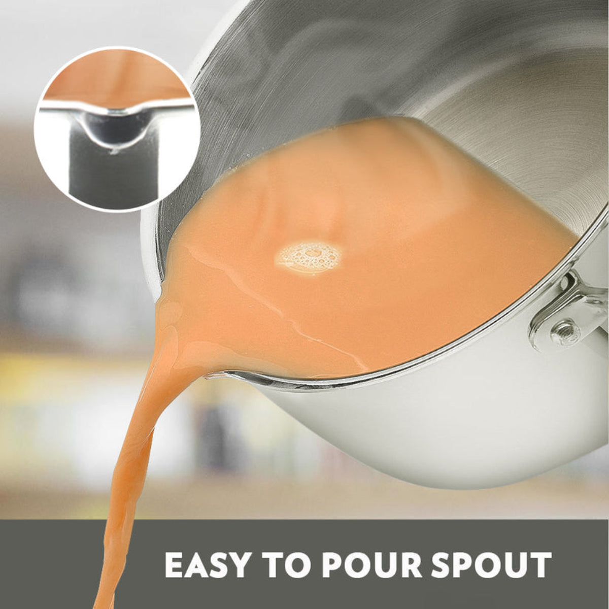 Borosil Cookfresh Triply Saucepan w Spout With Steel Handle 1.7L | 2.1 L