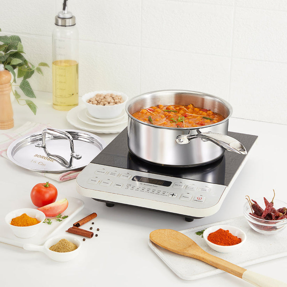 Borosil Cookfresh Triply Saucepan With Lid And Steel Handle 1.7 L | 2.1 L | 2.7 L