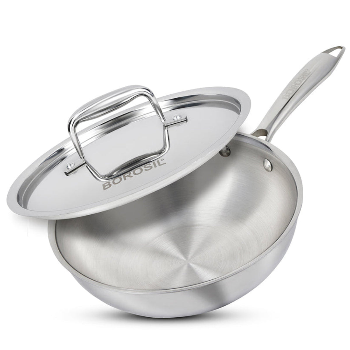 Borosil Cookfresh SS Tri-ply Wok with Lid 1.75 L | 2.25 L | 2.85 L  | 3.5 L
