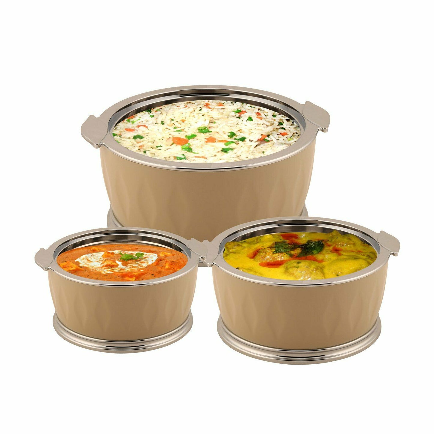 Jaypee Dazzle Beige Set of 3 Casserole Hot Pot Set 1000+1500+2000 ml Jr Gift Set
