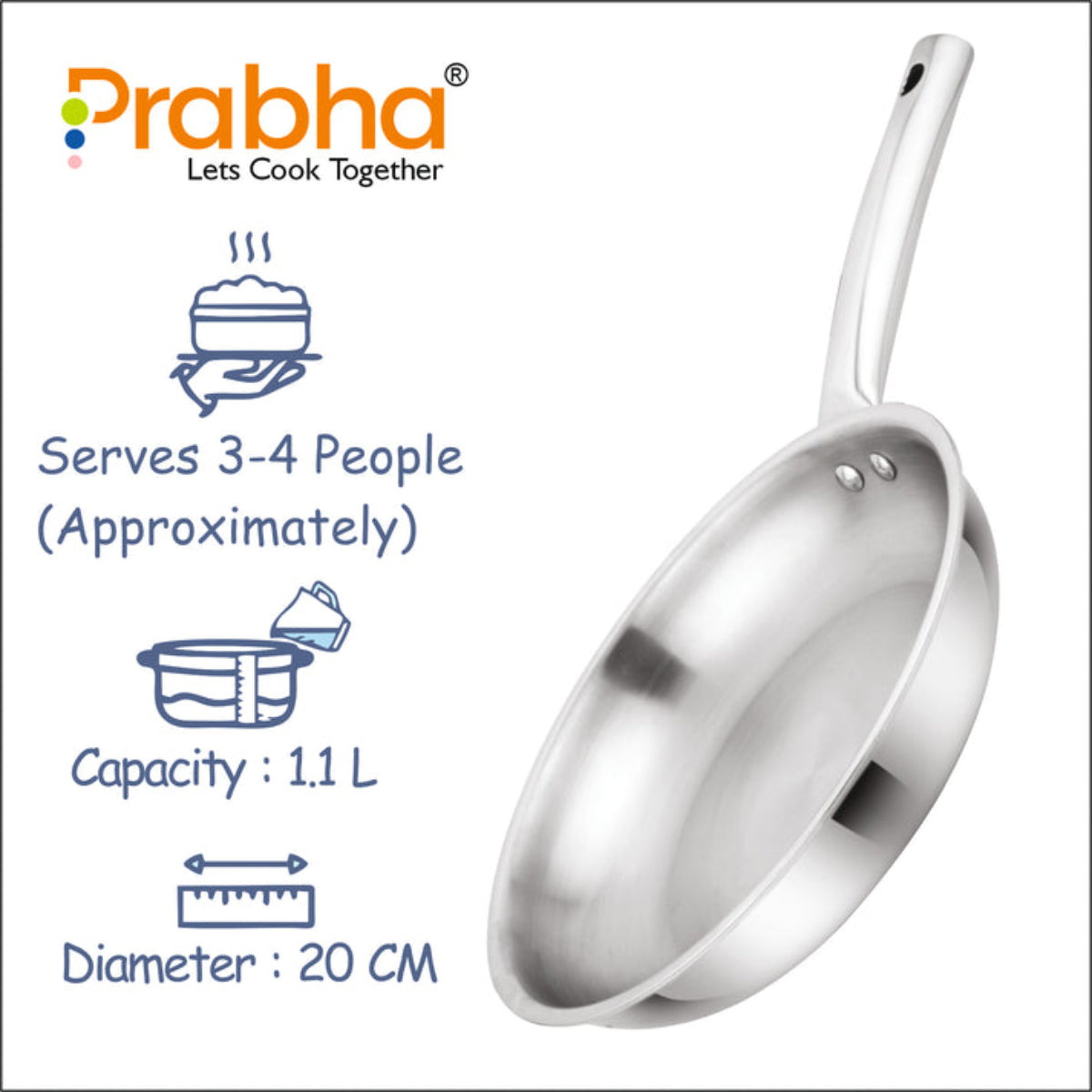 Prabha Elante Triply Frypan Without Lid