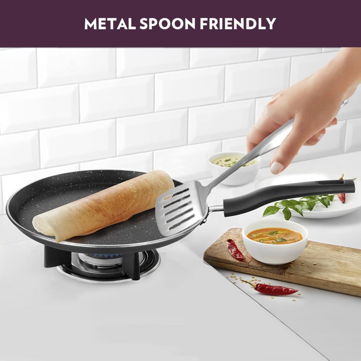 Borosil Granito Non-Stick Flat Tawa, Induction Friendly 25 cm - NSFT25GR01