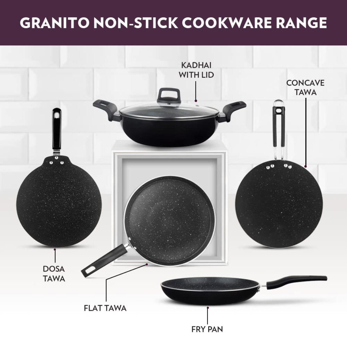 Borosil Granito Non-Stick Flat Tawa, Induction Friendly 25 cm - NSFT25GR01