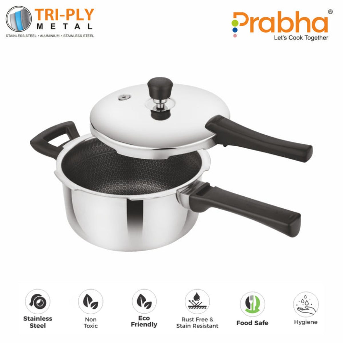 Prabha Triply Hexa Cube Non Stick Pressure Cooker