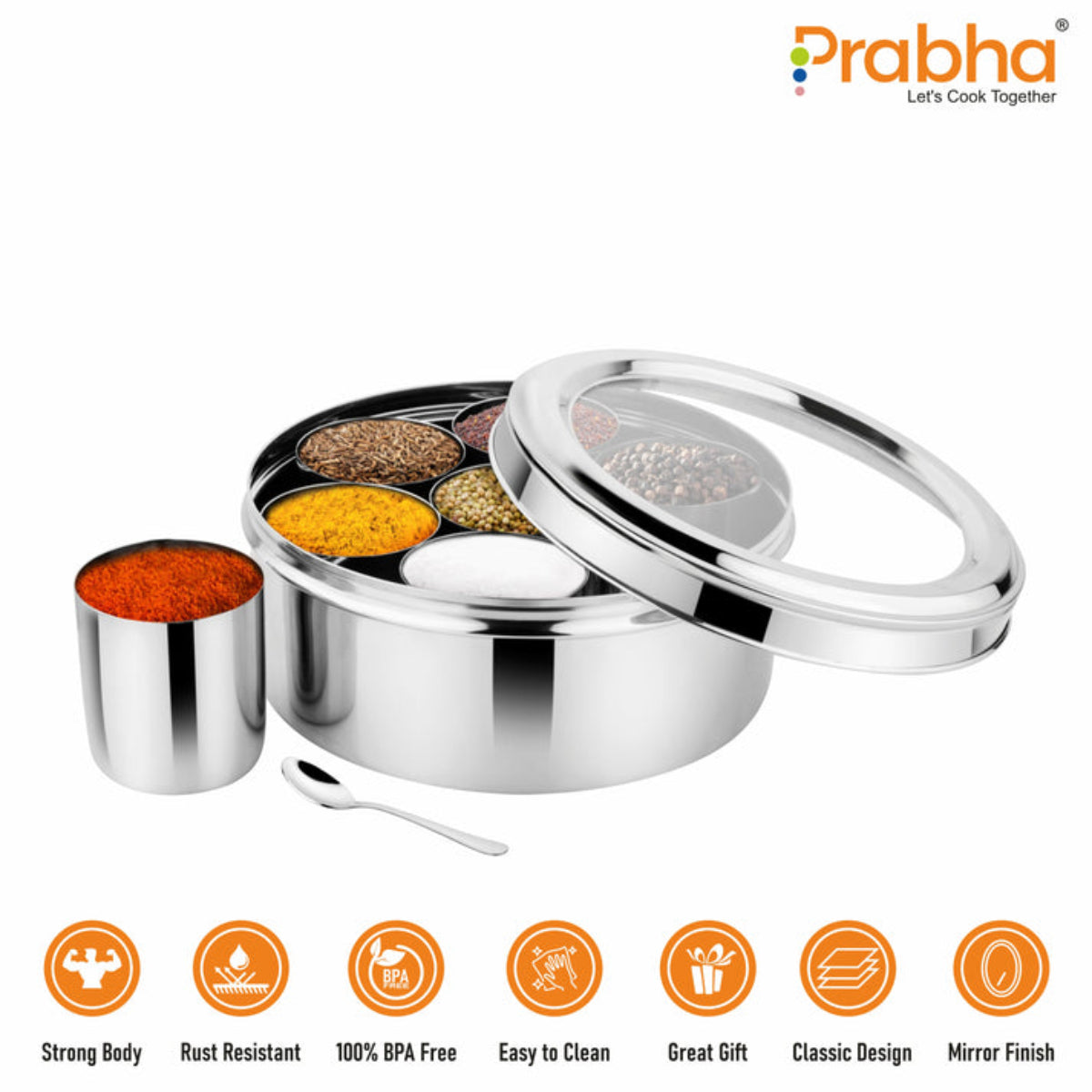 Prabha Jumbo Spice Box With See Through Lid
