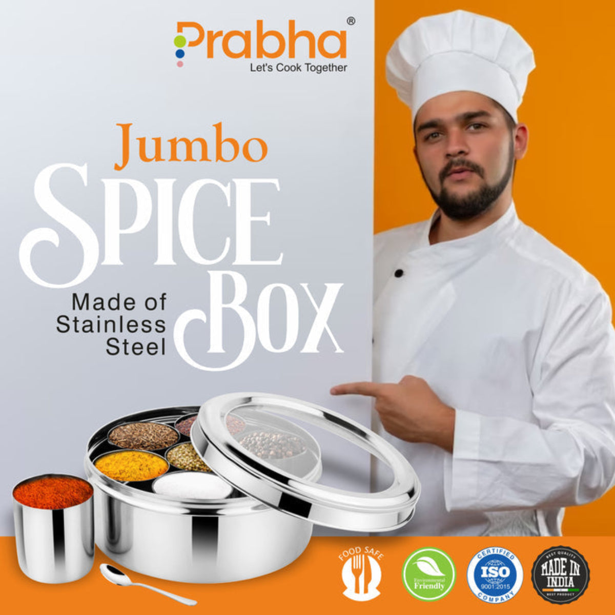 Prabha Jumbo Spice Box With See Through Lid