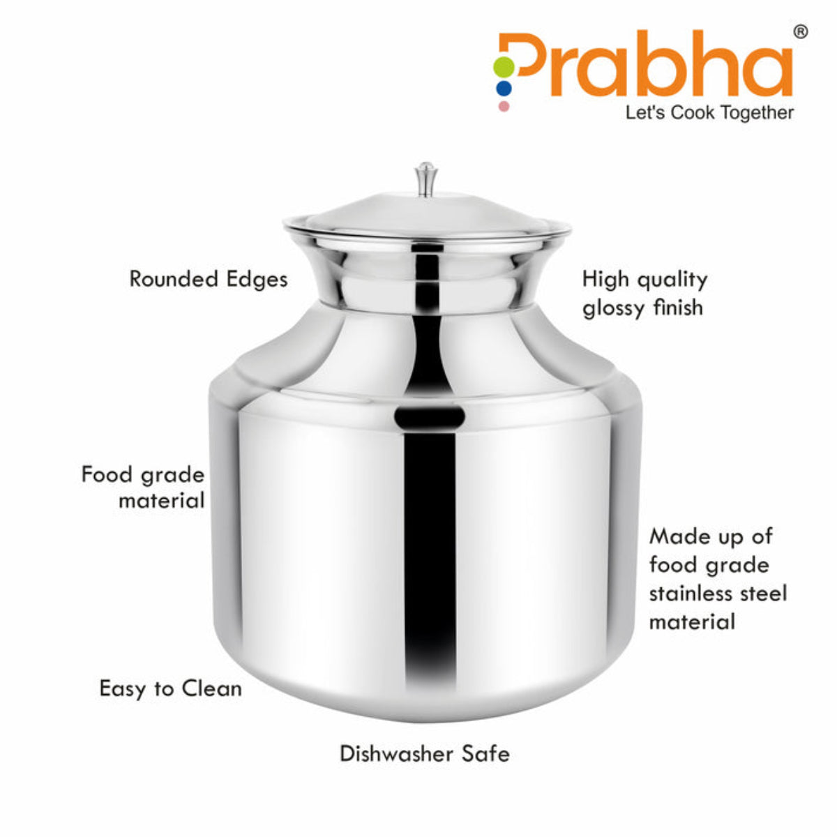 Praha Stainless Steel Water Storing Maharaja Plain Matki for Home & Kitchen
