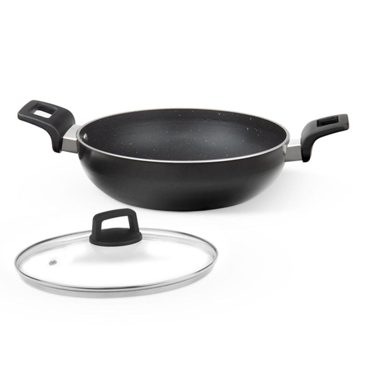 Borosil Granito Nonstick Kadhai With Glass Lid