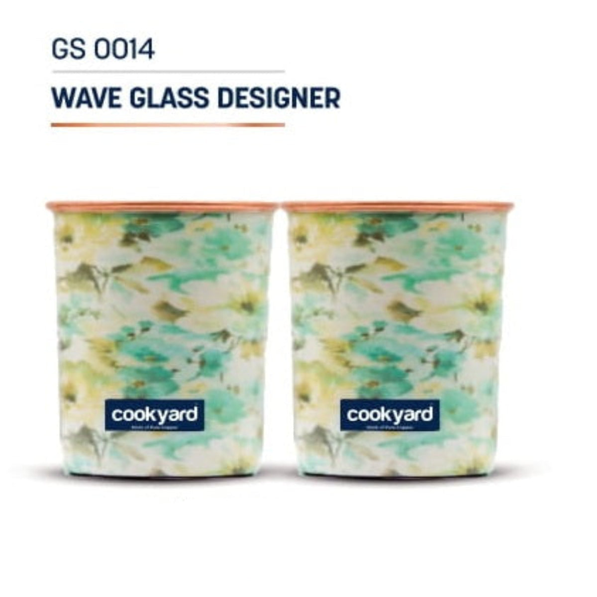 Cookyard  Pure Copper Wave Designer Set of 2 Glass