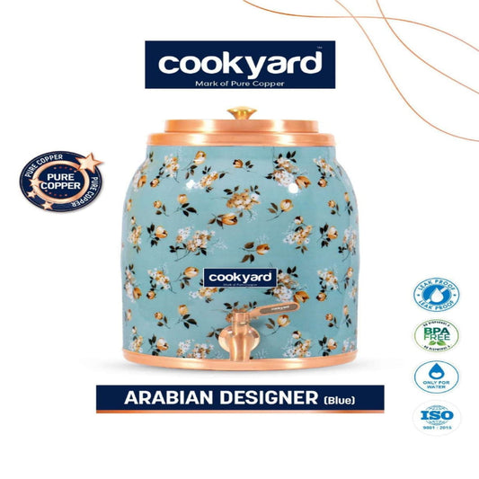 Cookyard Arabian Designer Water Copper Dispenser (Blue Floral )