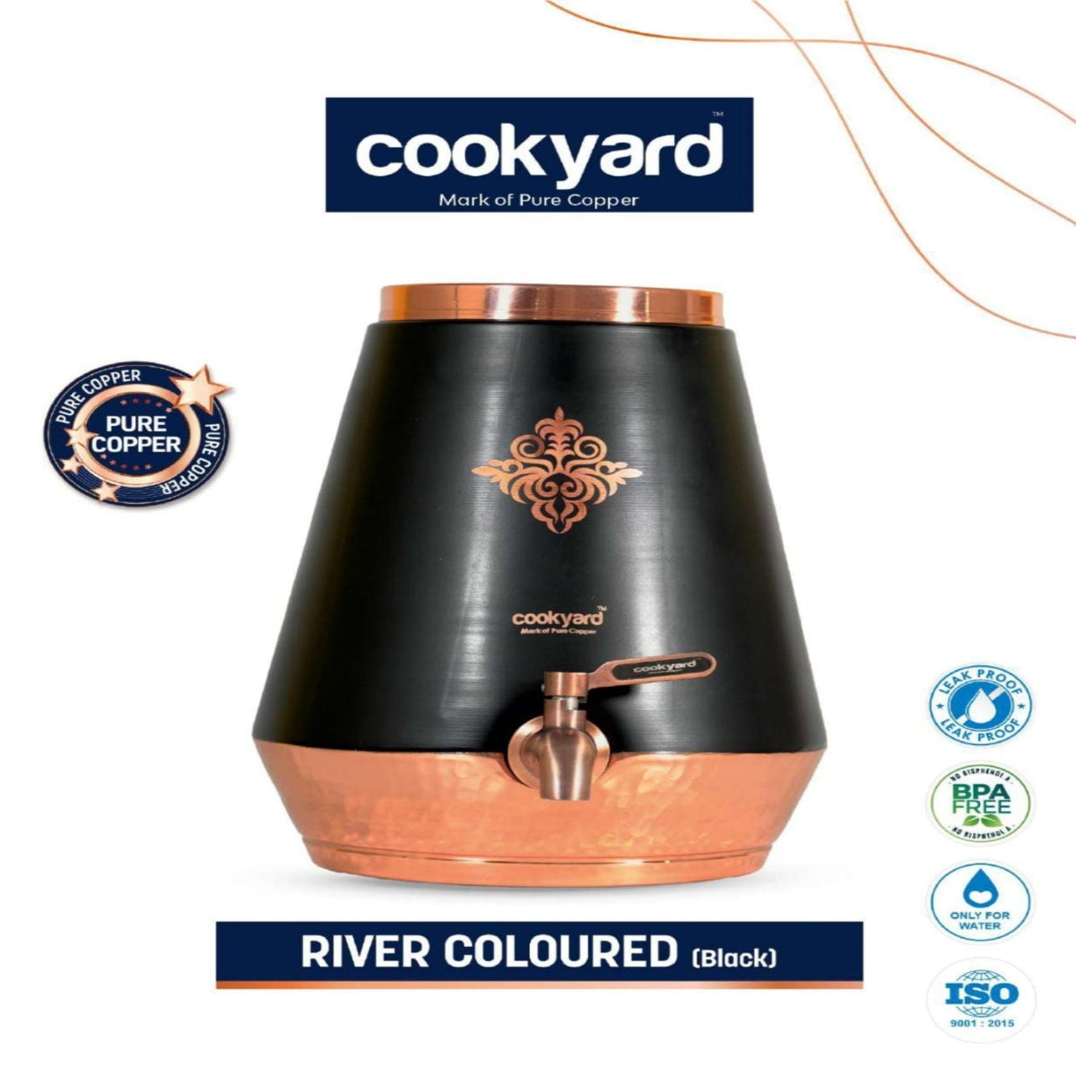 CookYard River Colour Black Copper Water Dispenser 5L | 8L | 11L 