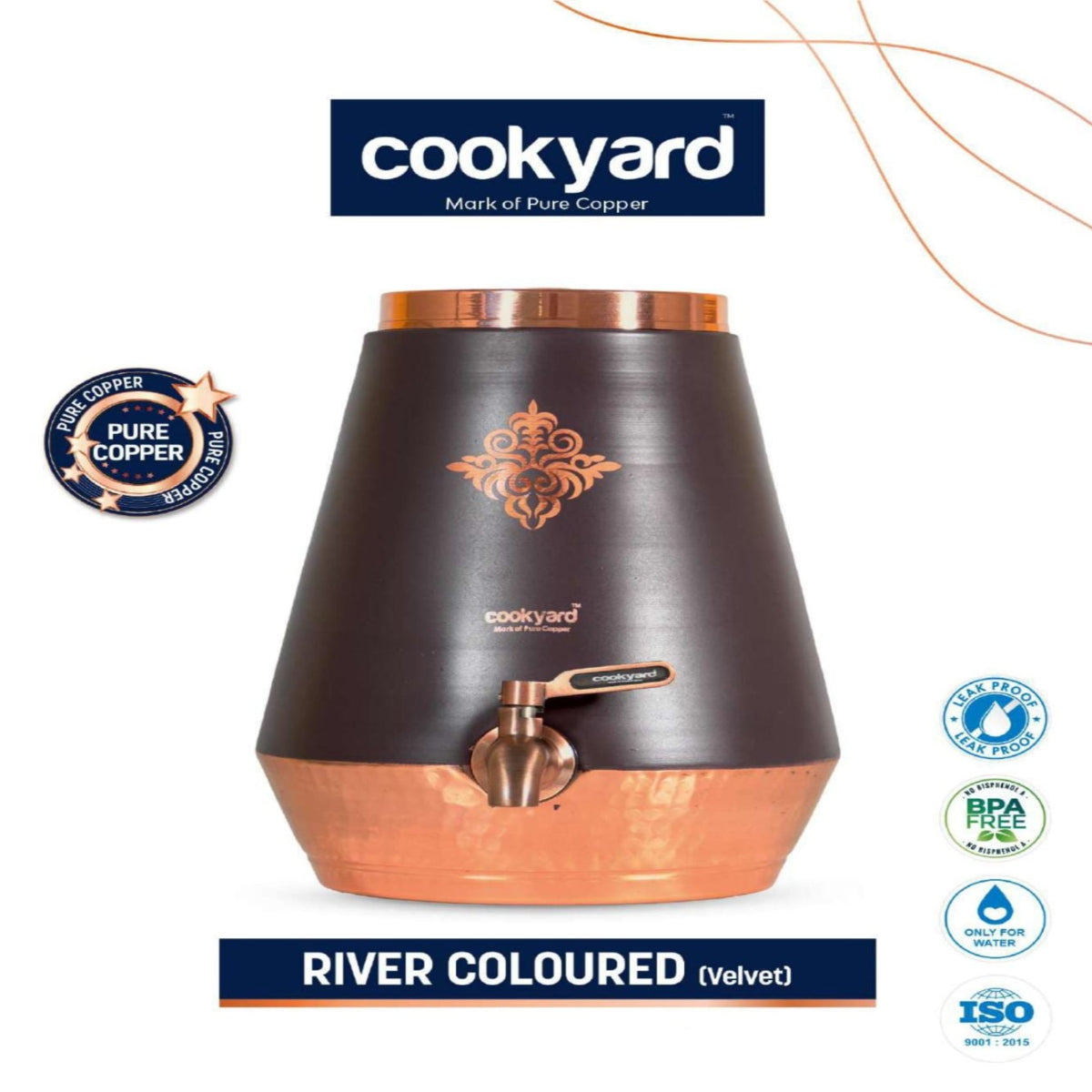 CookYard River Colour Velvet Copper Water Dispenser 5L | 8L | 11L
