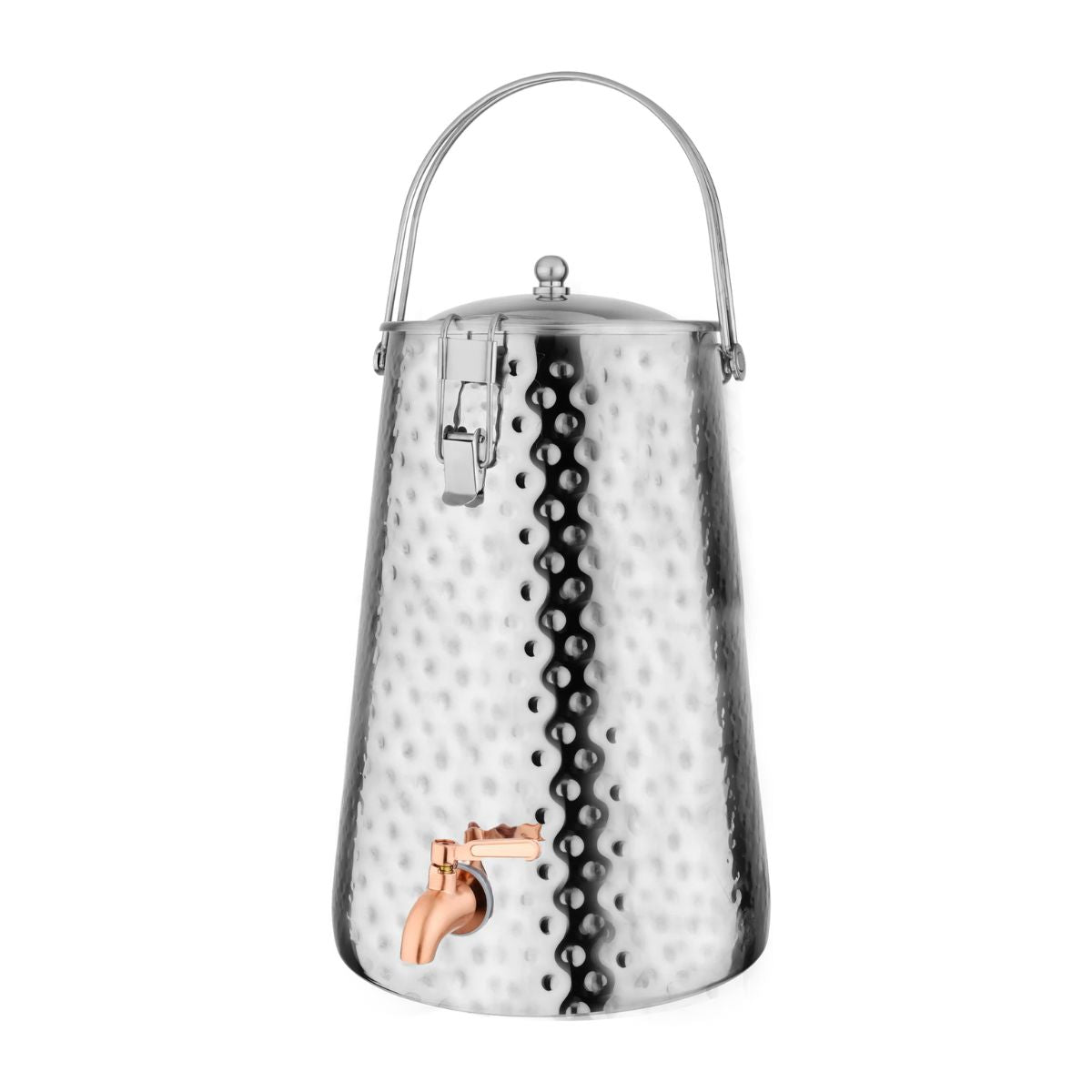 Prabha Water Container 10 Liters with Tap | Water Jug for Kitchen Storage | Stainless Steel Water Tank/Water Pot for Drinking | Handi Steel Matki Dispenser Tampered Silver 10 LTR