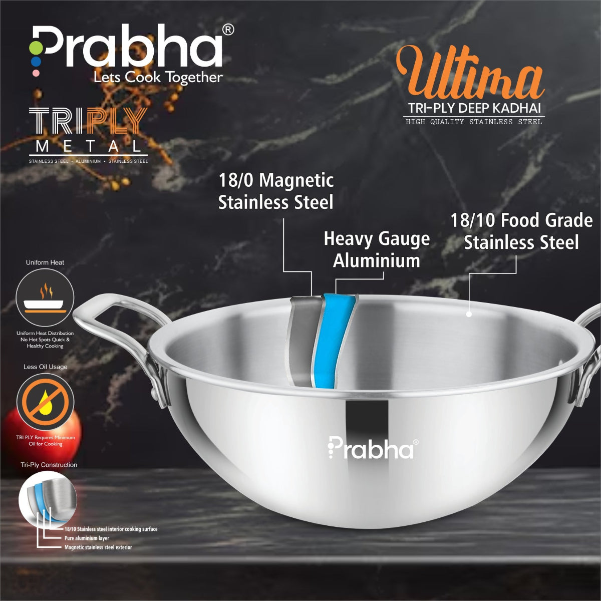 Prabha Ultima Triply Deep Kadhai