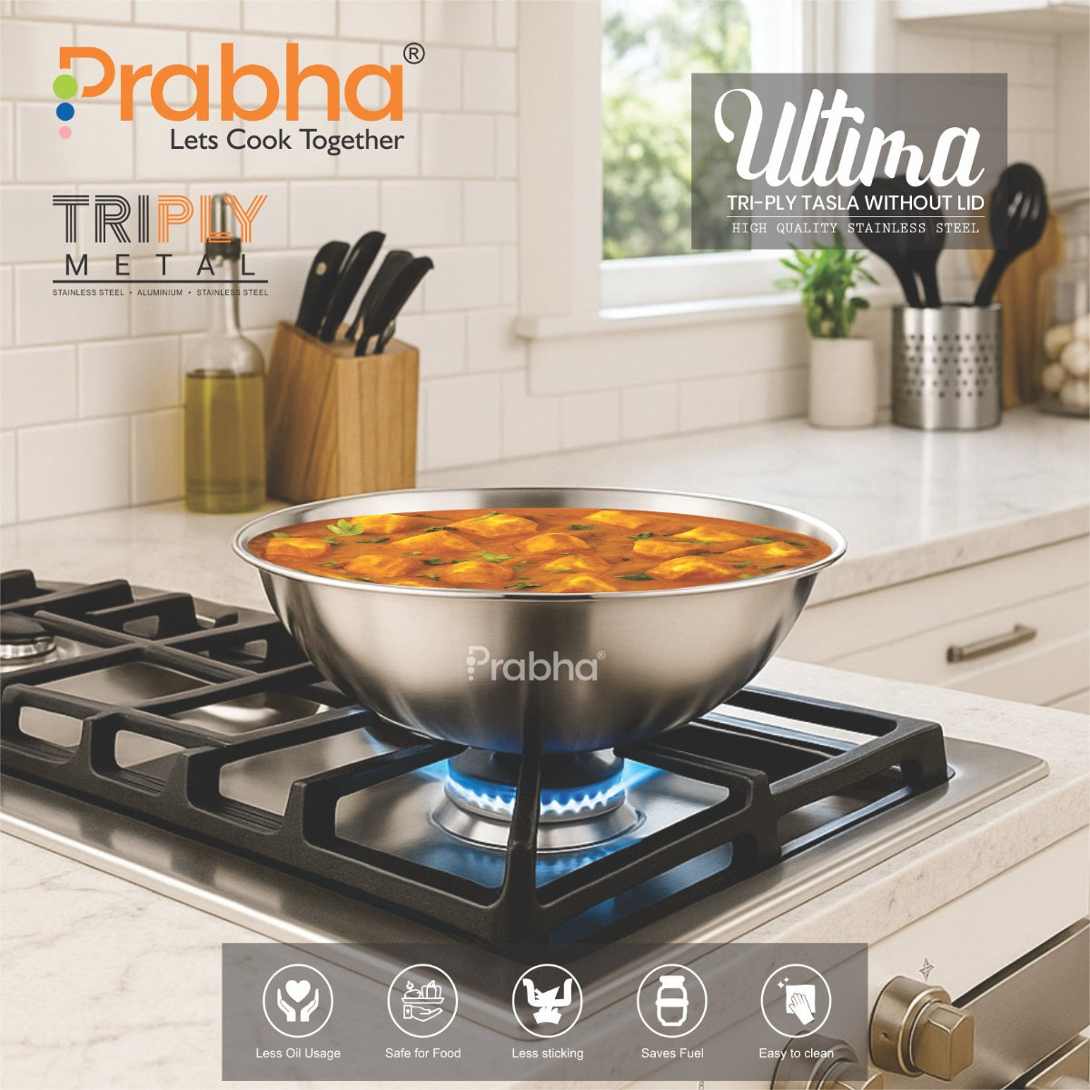 Prabha Elante Triply Tasla 6 pcs Set ( 20cm ,22cm ,24cm Each 2 pcs )