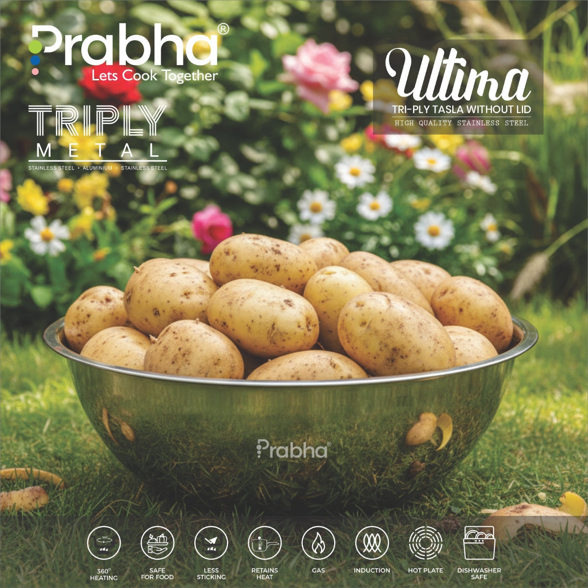 Prabha Elante Triply Tasla 6 pcs Set ( 20cm ,22cm ,24cm Each 2 pcs )