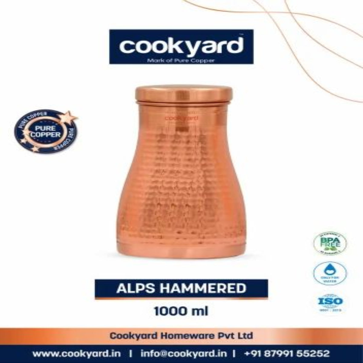Cookyard Copper Alps Hammered Water Bottle