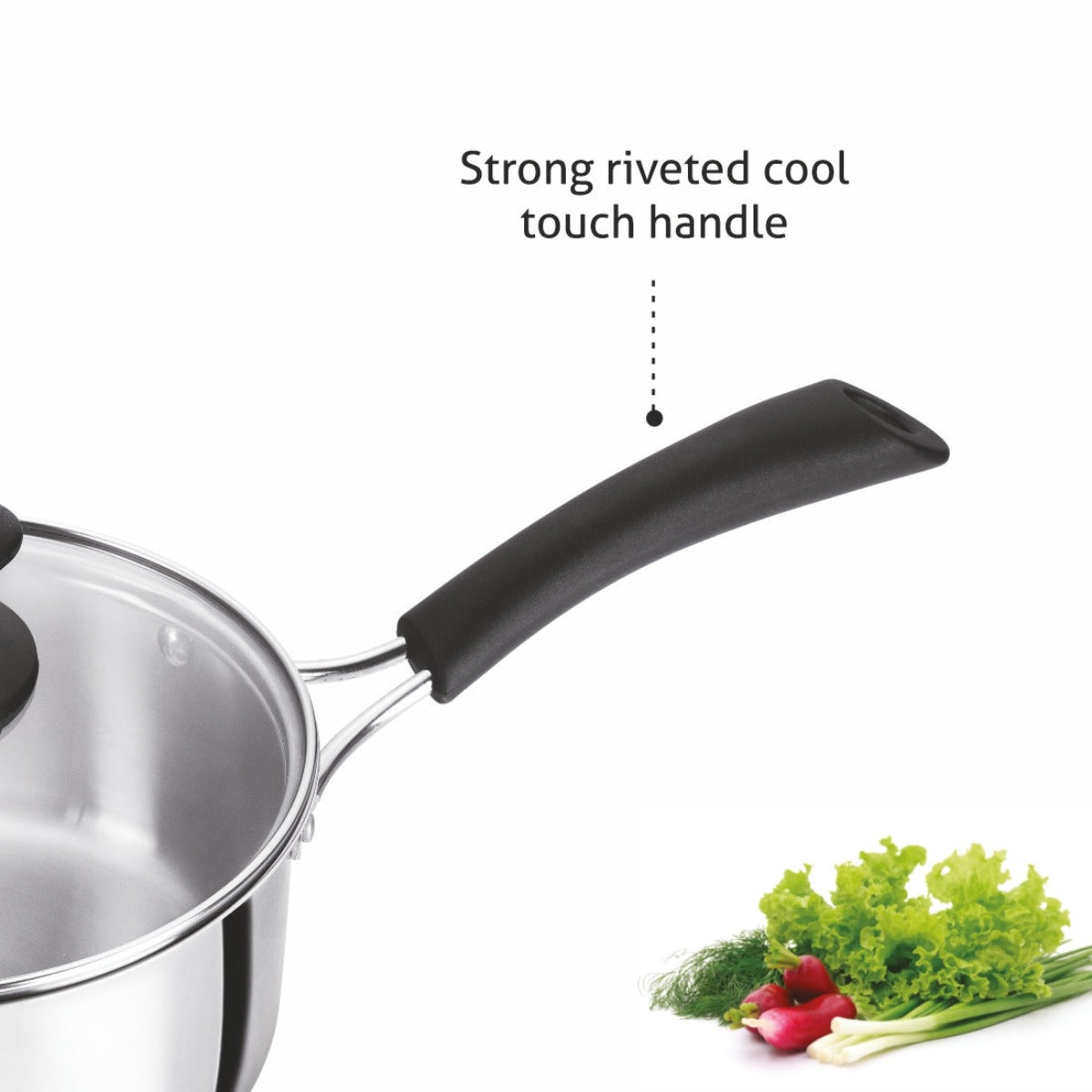 Alda Bueno Triply Stainless Saucepan with Glass Lid