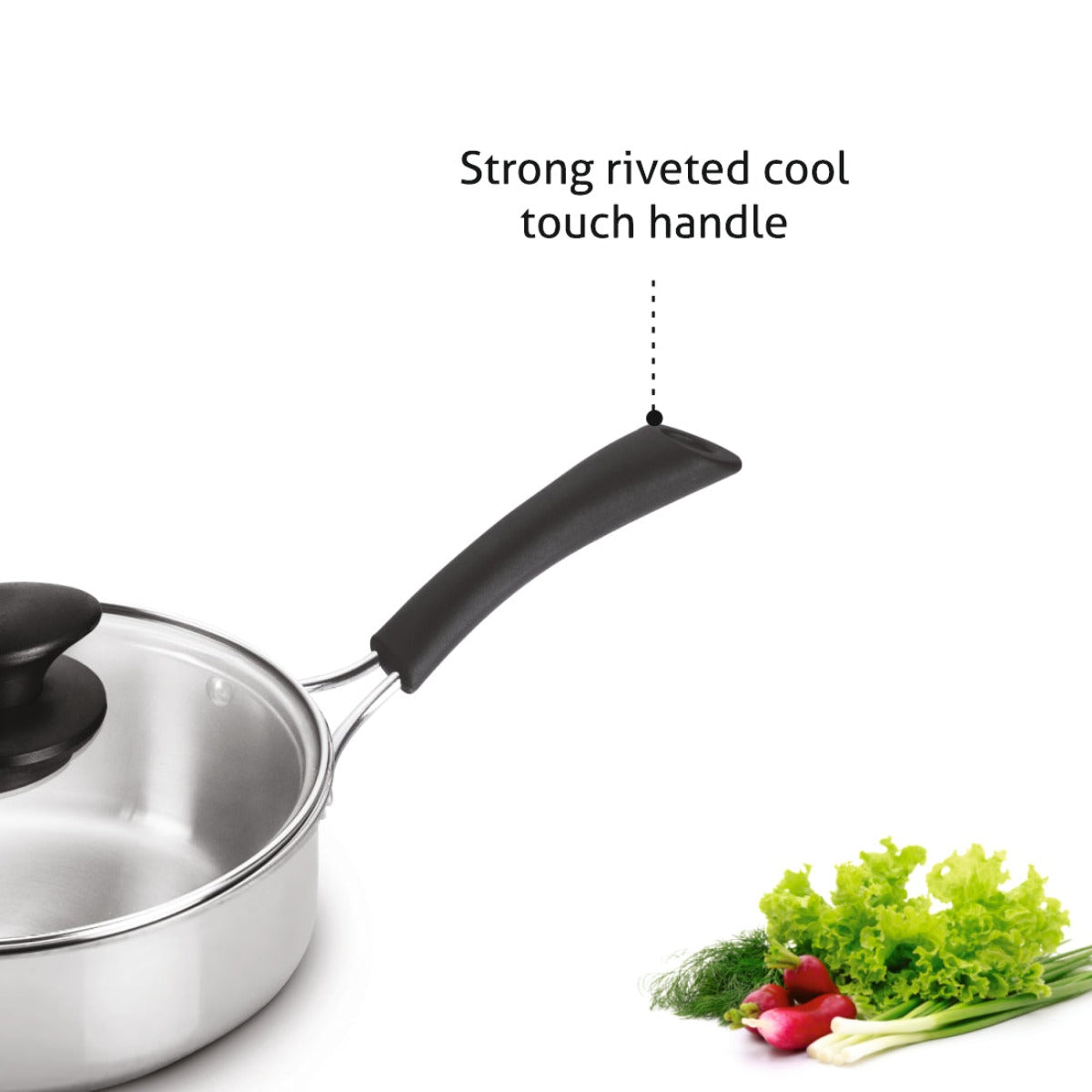 Alda Triply Bueno 24 cm (2.5L) Stainless Saute Pan With Glass Lid