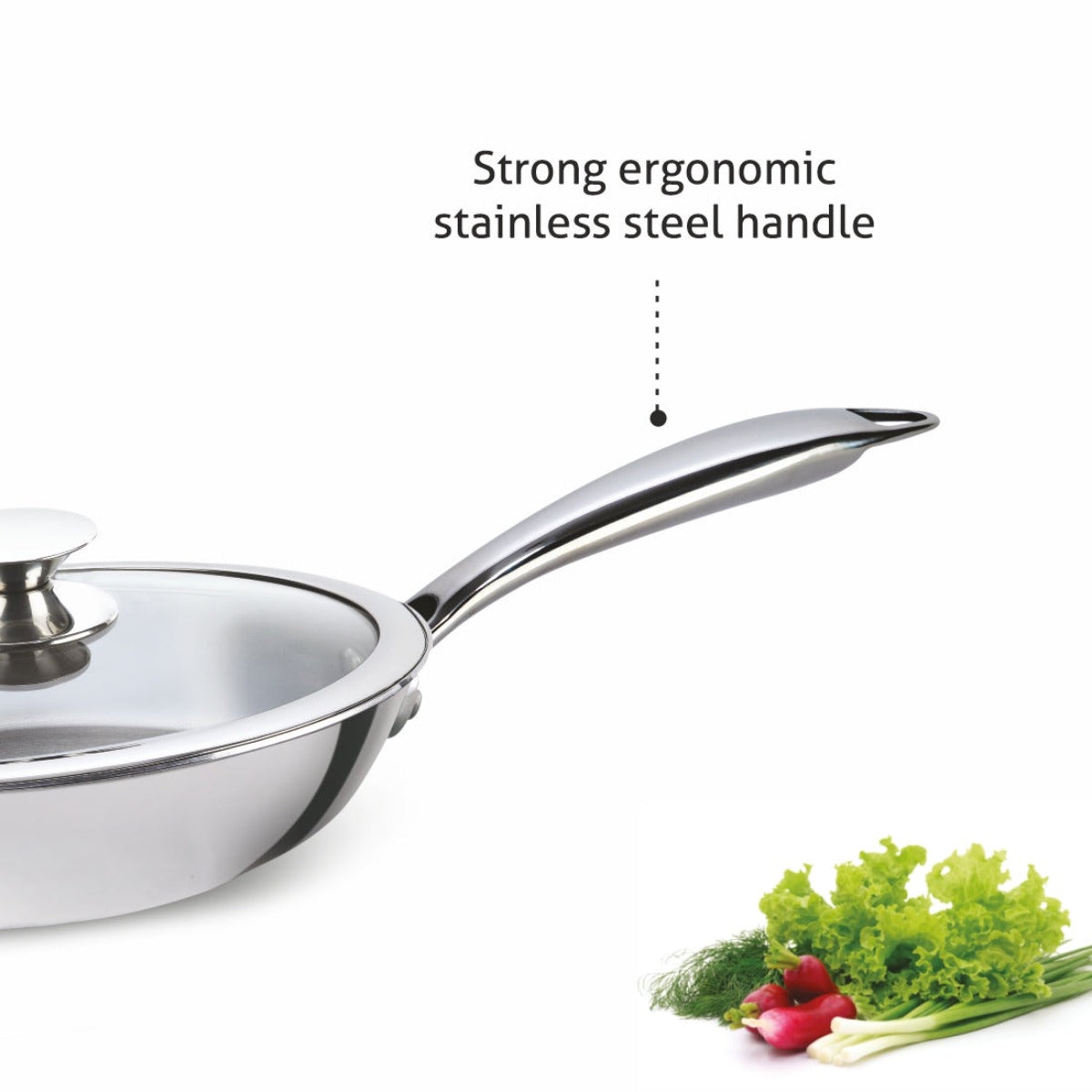 Alda Vitale Triply Stainless-Steel Fry Pan with Lid