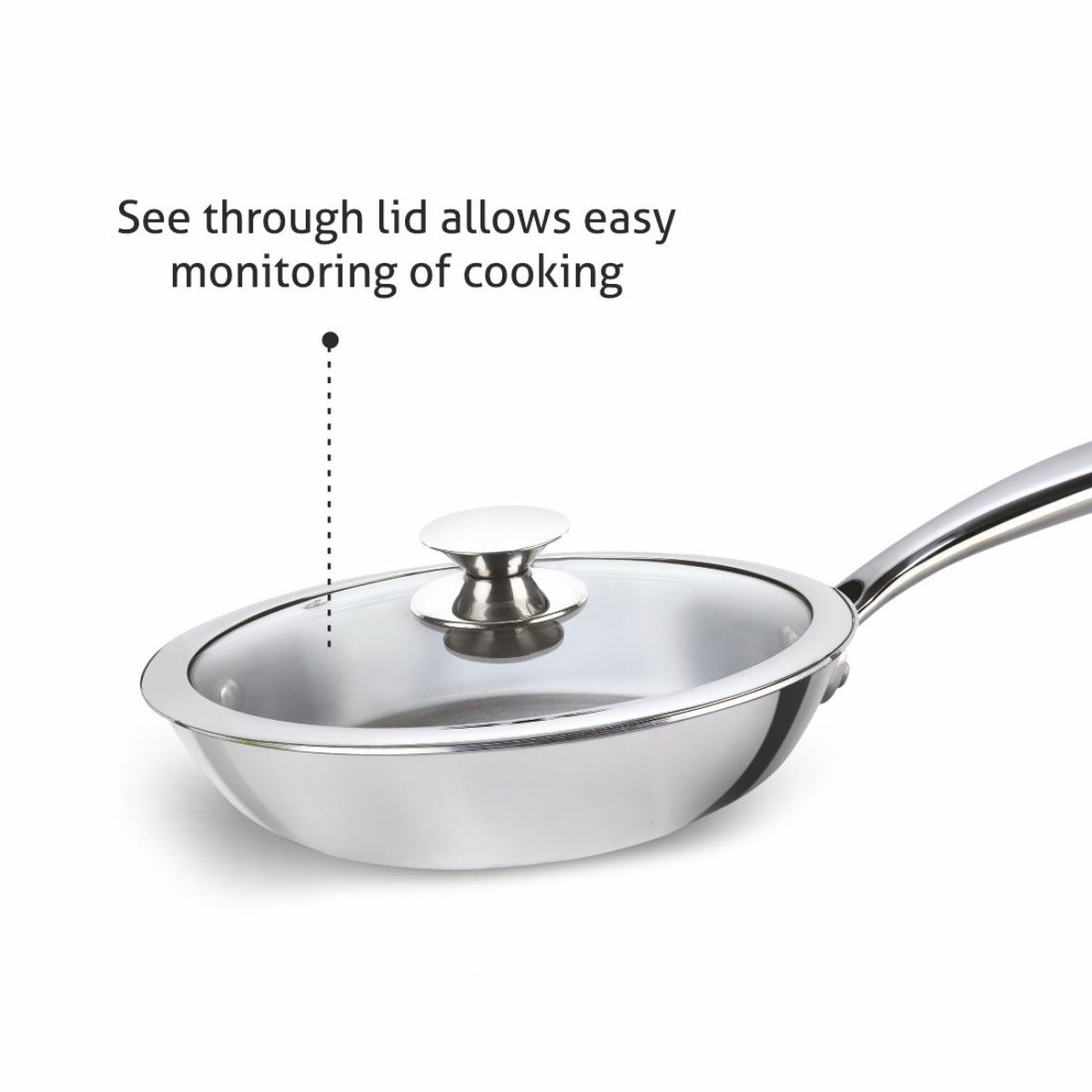 Alda Vitale Triply Stainless-Steel Fry Pan with Lid