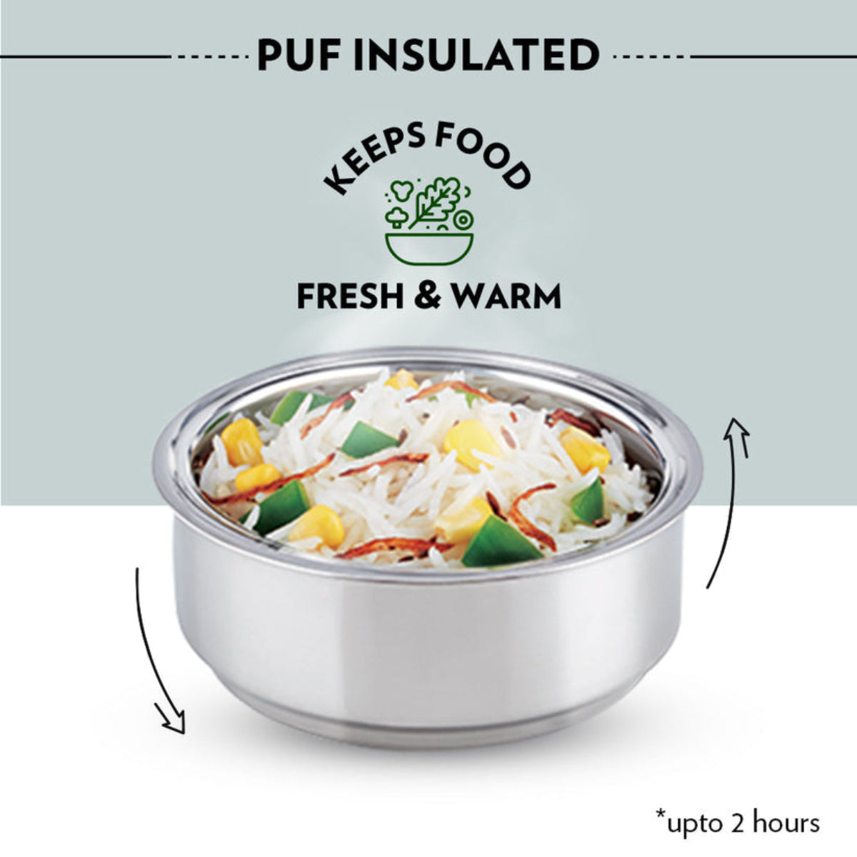 Borosil Carryfresh SS Insulated Lunchbox, Set of 3, (475ml x 1) + (280ml x 2)