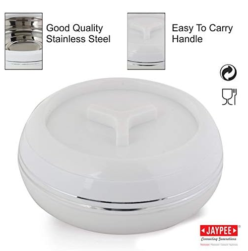 JAYPEE Palazio 3200 ml White 1 Casserole I Keep Food Warm I Insulated I Inner Steel I Food Grade Outer I Ideal for Gifting